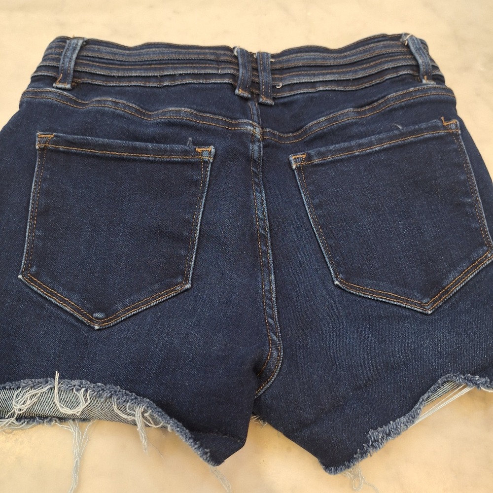Vervet Blue Denim Jean Shorts Womens 29 Dark Wash Raw Hem High Rise Cut Offs - Picture 8 of 8